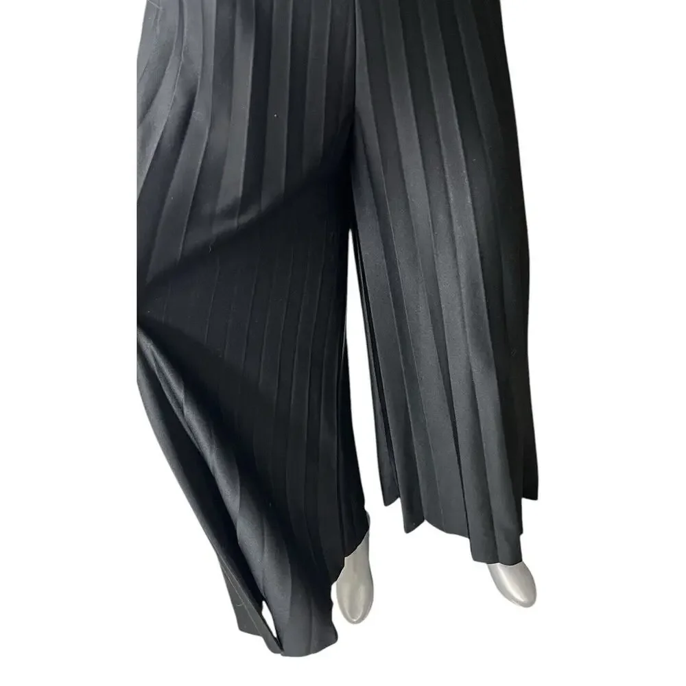 Vtg Pants Pleaded Culottes Wide Leg Black Caron Components Boho 2 XS Zipper